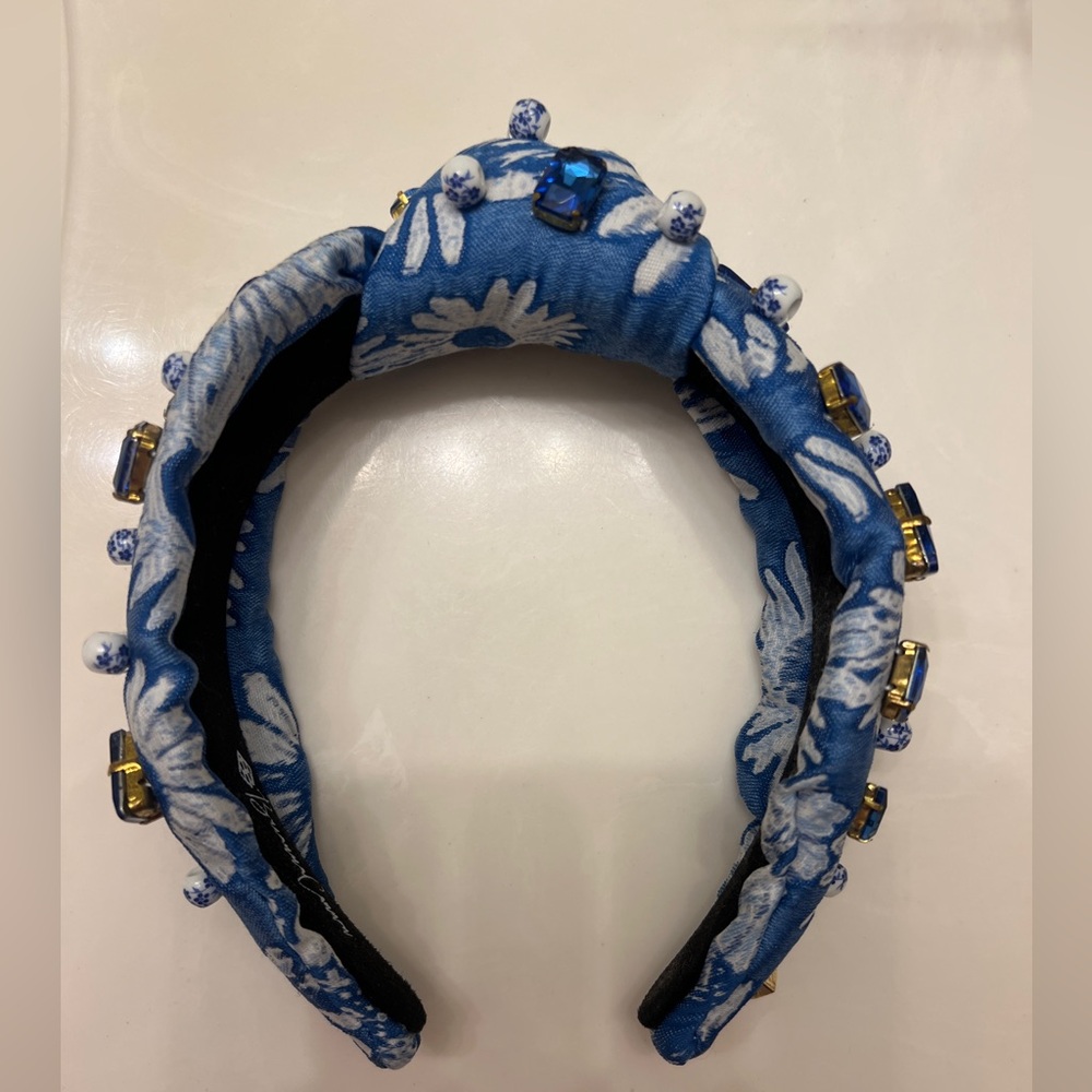 Brianna Cannon blue and white embellished headband